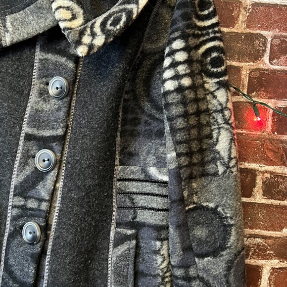 VEX Collection Geometric Boiled Wool Blend Button-Front Jacket - Picture 3 of 14